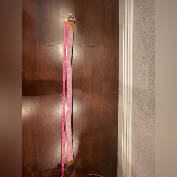 vintage preppy talbots Pink Belt with Pineapple Design xs - Picture 2 of 5